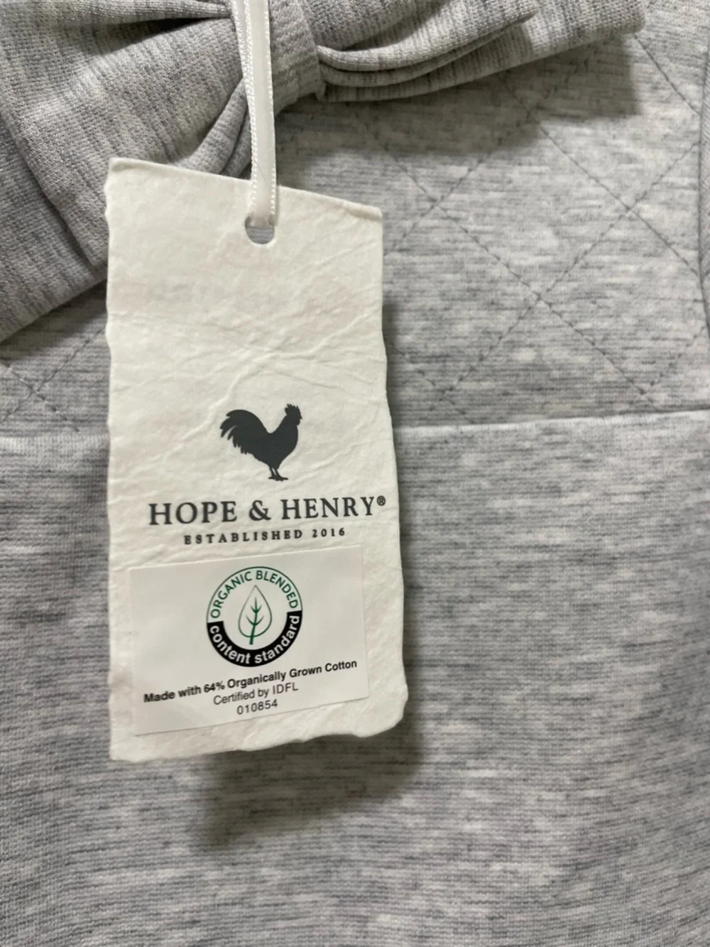Hope & Henry Girls' Gray Long-Sleeve Bow-Accent  Dress with Pocket Trim NWT